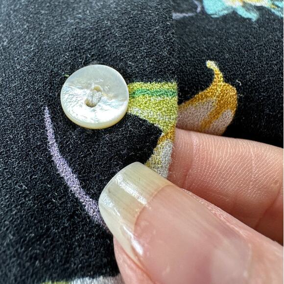 Lovestitch Black Teal Yellow Multi Short Sleeve Collared Button Hawaiian Shirt L - Picture 4 of 12